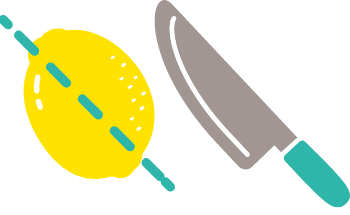 レモンを横向きに置いて斜めにカット!